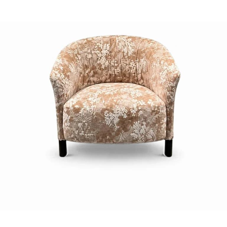 Floral Jacquard Barrel Accent Chair