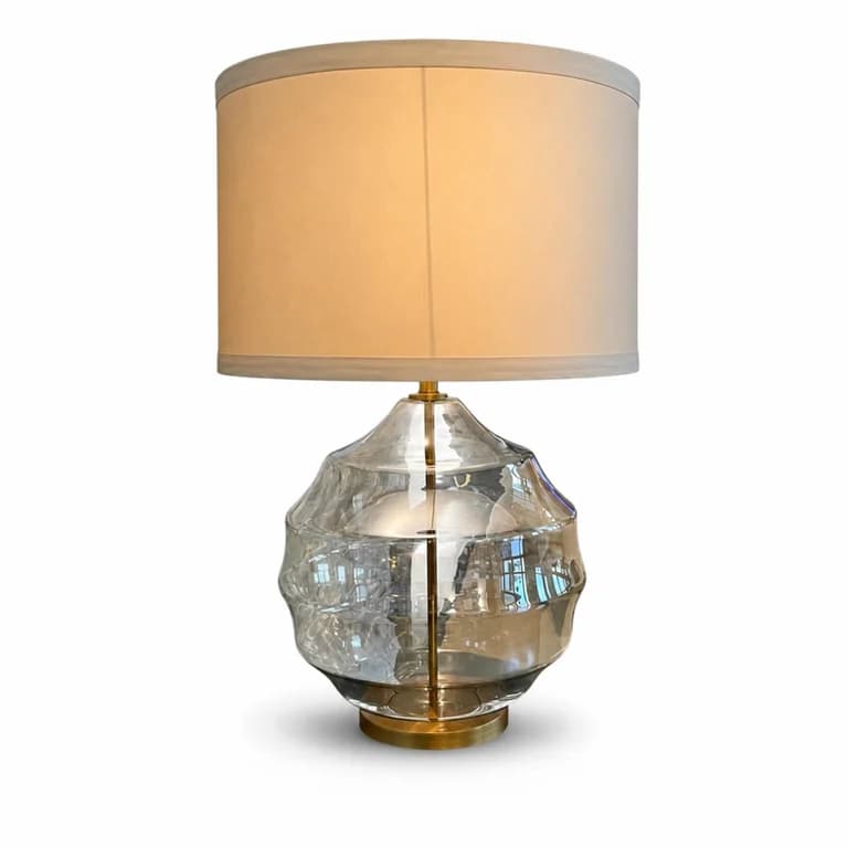 Rippled Clear Glass & Antique Brass Table Lamp